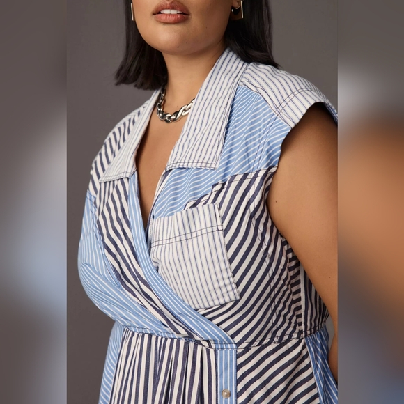 Pilcro Blue and White Striped Midi Dress - Picture 3 of 7